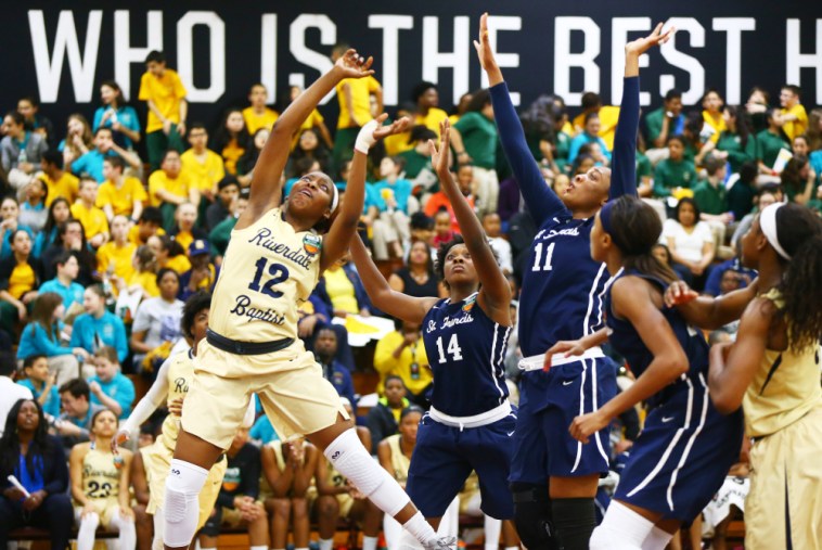 9D4/1/2016 11:00AM -- Middle Village, NY, U.S.A -- A general view of game action between St. Francis and Riverdale Baptist during the second half during Dick's Sporting Goods High School Basketball Nationals at Christ the King Regional high school. Riverside Baptist defeated St. Francis 57-50. -- Photo by Andy Marlin USA TODAY Sports Images, Gannett ORG XMIT: US 134676 Dick's basketbal 4/1/2016 [Via MerlinFTP Drop]